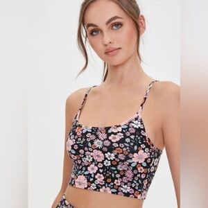 🌸 Forever 21 Active Floral Cropped Cami Tank Small Good Condition